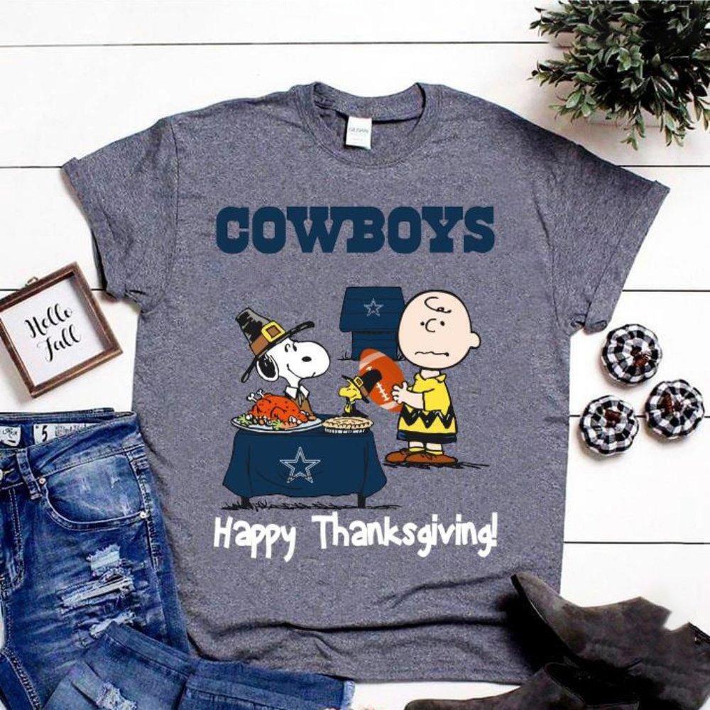 Peanuts Dallas Cowboys Happy Thanksgiving Tee Graphics Unisex Tee